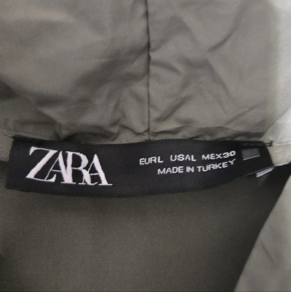 ZARA Olive Green Los Angeles Hoodie Half Zip Cropped Pullover Size Large - Picture 13 of 16